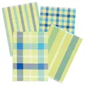Produktbild: KRACHT 4er Pack Geschirrtücher Serie Streifen grün Karo ca.50x70cm Halbleinen