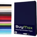 Produktbild: Buymax® Topper Spannbettlaken Jersey Spannbetttuch 100% Baumwolle Bettlaken, 120x200 cm, Marineblau - Blau