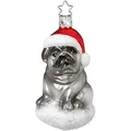 Produktbild: Inges Glas Christbaumschmuck Mops Glas 10,5 cm grau