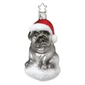 Produktbild: Christbaumschmuck Weihnachtsmops 10,5cm Weihnachtsbaum Kugel Hund Geschenk Glas