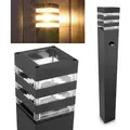 Produktbild: LUMILED Wegeleuchte Außen Pollerleuchte Außenstehleuchte Stehlampe mit Bewegungssensor PIR Gartenleuchte Wegelampe 80cm IP44 E27 Fassung max 13W - Schwarz