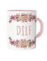 Produktbild: DILF Tasse Statement Ironie Papa Eltern Geschenk Floral Kitsch Blumen Witzig Fun