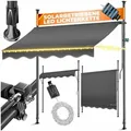 Produktbild: KESSER Klemmmarkise mit Handkurbel & LED, 300x180cm Balkonmarkise ohne Bohren UV-Beständig (Markise + solarbetriebene LED Lichterkette, höhenverstellbar 176-305cm) Sicht- & Sonnenschutz für Balkon Terrasse & Garten, wasserabweisend schwarz 300 cm x 180 cm x 305 cm