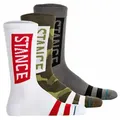 Produktbild: STANCE Unisex Socken 3er Pack - The OG, Logo, Streifen, Crew Socken Grau/Weiß/Grün 38-42