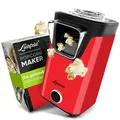 Produktbild: ﻿Liebfeld Popcornmaschine - Heißluft Popcorn Maker ohne Fett & Öl - Retro Küchen Gadget für Pop Mais mit Zucker, Salz - Cooler Snack Automat (Rot)