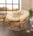 Produktbild: Papasansessel Rexalsessel Korbsessel aus Rattan + Kissen beige, Korb Liege Stuhl