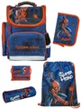 Produktbild: Familando Schulranzen SPIDER-MAN Schultasche ab der 1. Klasse, Blau (Set, 5-tlg., inkl. Federmäppchen, Schlamper, Turn- & Geldbeutel), ergonomisch, 930 Gramm leicht, 15L Volumen