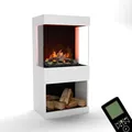 Produktbild: GLOW FIRE Wasserdampf Kamin OGF 2 (Standkamin) - Elektrokamin mit realistischen LED 3D-Flammen, Knistereffekt & Fernbedienung, 55x110x40 cm - Opti-Myst 400 Elektro Kamin mit Holz-Deko, Weiß