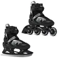 Produktbild: RAVEN Profession 2in1 Schlittschuhe Inlineskates Inliner für Kinder und Erwachsene verstellbar (Black, 38-42 (25cm-27,5cm))