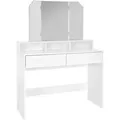 Produktbild: Ml-design - Schminktisch mit Hocker, Frisiertisch mit 3-tlg. Klappspiegel und 2 Schubladen, 100x40x140 cm, Weiß, Moderne Kosmetiktisch mit 3 offenen