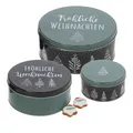 Produktbild: Metall Keksdose 3er Set - 3 Motive - Weihnachts Gebäck Plätzchen Dose Kekse rund