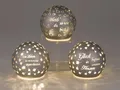 Produktbild: 3er Set LED Kugellampen mit Sprüchen D. 12cm grau mit Timer Formano