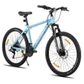 Produktbild: HILAND 26 Zoll Mountainbike für Männer und Frauen, Aluminiumrahmen, 21-Gang Schaltung mit mechanischen Scheibenbremsen und Federgabel, Blau