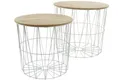 Produktbild: 2tlg. Metalltisch MAX weiß natur Aufbewahrungskorb mit Tischplatte aus Holz