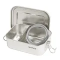 Produktbild: wenco Lunchbox aus Edelstahl, Mit 2 Fächern, Brotdose klein mit 650 ml Fassungsvermögen, Wasserdicht, Spülmaschinengeeignet, inkl. Ersatz-Silikonring, 15 x 11,3 x 5 cm, Silber
