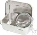 Produktbild: Wenco Lunchbox 650 ml, 2-fach unterteilt, Brotdose Edelstahl Auslaufsicher BPA frei, (1-tlg., 15 x 11,3 x 5 cm), Ideal als Bento- Dose für das Mittagessen oder Snacks