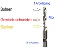Produktbild: M5 HSS Kombination Bohrer Bit Gewinde Schneiden & Senken 1 Arbeitsgang