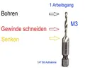 Produktbild: M3 HSS Kombination Bohrer Bit Gewinde Schneiden & Senken 1 Arbeitsgang
