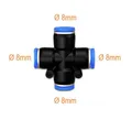 Produktbild: 8mm Kreuz Verteiler 4 fach Pneumatik Druckluft Verteilen Steck Fitting Abzweigun