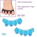 Produktbild: 2 Ultra Comfort Gel Silikon Zehentrenner Fußnägel färben Zehen Trenner blau