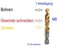 Produktbild: M8 HSS Tin Kombination Bohrer Bit Gewinde Schneiden & Senken 1 Arbeitsgang