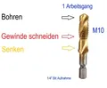 Produktbild: M10 HSS Tin Kombination Bohrer Bit Gewinde Schneiden & Senken 1 Arbeitsgang
