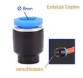 Produktbild: 6mm Endstück Pneumatik Druckluft Steck Fitting End Blind Stopfen 6mm