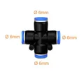 Produktbild: 6mm Kreuz Verteiler 4 fach Pneumatik Druckluft Verteilen Steck Fitting Abzweigun