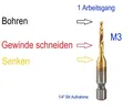 Produktbild: M3 HSS Tin Kombination Bohrer Bit Gewinde Schneiden & Senken 1 Arbeitsgang