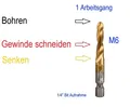Produktbild: M6 HSS Tin Kombination Bohrer Bit Gewinde Schneiden & Senken 1 Arbeitsgang