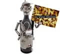 Produktbild: BRUBAKER Weinflaschenhalter Tennisspieler Flaschenhalter, (Weinhalter inklusive Grußkarte), Metall Skulptur, Wein Geschenk Tennis Silber