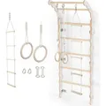 Produktbild: MAMOI® Klettergerüst Indoor, Sprossenwand für kinderzimmer, Turnringe kinder für klettern, Kletterwand und spielgeräte, Midi Turngeräte mit K... - Weiß