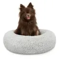 Produktbild: lionto Hundebett aus Plüsch in Donut-Form, 40 cm Durchmesser, hellgrau