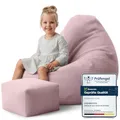 Produktbild: DreamRoots Sitzsack Erwachsene Cord oder Kinder - Bean Bag Sofa - Sitzsack Cord mit Hocker und Bezug - Sitzsäcke mit Füllung 70x70x70 cm Silver Pink