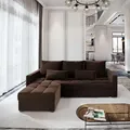 Produktbild: Masseno Ecksofa KOS PIK mit Schlaffunktion L-Form, Sofa mit Bettkasten, Wohnzimmersofa, Couch, Soffa, Bettsofa, Couchgarnitur- Braun, KRONOS 06 - Braun