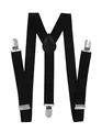 Produktbild: axy Kinder/Jungen Hosenträger-Y Form breit 2,5 cm mit 3 Starken Clips - Uni Farben HTK25-1 (für Jungen (7-12 Jahre alt), Schwarz)