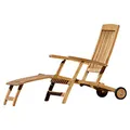 Produktbild: ASS ALEOS. Deckchair Steamer Deckchair mit Rädern Steamer Deckstuhl Liegestuhl Sonnenliege Gartenliege Relaxsessel echt Teak Holz Luna