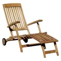 Produktbild: ECHT TEAK STEAMER DECKCHAIR Liegestuhl Klappsessel Holz mit Rädern LUNA