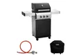 Produktbild: TAINO Gasgrill BLACK 2+1, Gasgrill mit Gasruckminderer inkl. Schlauch und Abdeckhaube, Gasgrillwagen, schwarz