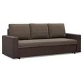 Produktbild: Mebligo - Sofa Dreisitzer Wohnzimmer mit Schlaffunktion, Bettkasten und Kunsteleder 220x92x92 (BxHxT) Braun Luna, Schlafsofa Platzsparend, Schlafcouch, Sofabett, Sofa Bed, Bettsofa