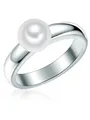 Produktbild: Valero Pearls Damen-Ring 925/- Sterling Silber Süßwasser-Zuchtperlen Rund 7,5-8 mm weiß - Modern-Ring für Frauen Perlenring Süßwasser-Perle groß