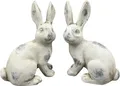Produktbild: finehomegarden Hase Valo Osterfigur Creme 2Fsort. Vintage Polyresin 11x6cm H15cm Skulptur Ostern