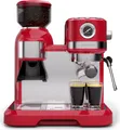 Produktbild: Klarstein Bella Café Siebträgermaschine Mit Mahlwerk – 19 Bar, 1.550 W, 1,4-l-Wassertank, Integriertes Kegelmahlwerk, Milchaufschäumer, 2 Tasseneinsätze, Kunststoff, Rot