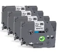 Produktbild: 4x Kompatibel Brother TZe-231 Band 12mm (0.47'') Laminated Weiß - Kompatibel mit PT-H100LB/H107B/D400/E100/E200/D210/P300BT/1010/1090/1230PC/1280/D600VP/1000 | Öl-/wasserfest für Küche/Büro/Werkstatt