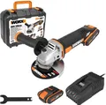 Produktbild: Worx Akku-Winkelschleifer WX800 mit 2 Akkus 20V/2,0 Ah, Ladegerät und Koffer