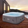 Produktbild: Arebos Spa Whirlpool 2400W | In-Outdoor Pool | für 6 Personen 185x185cm | 130 Massagedüsen | 910 L mit Heizung | Aufblasfunktion per Knopfdruck | Inkl. Abdeckung | Bubble Spa & Wellness Massage