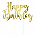 Produktbild: PartyDeco Cake Topper Happy Birthday in Gold 22,5cm Kuchendeko Tortendekoration