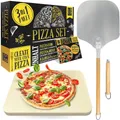 Produktbild: Loco Bird Pizzastein für Backofen & Gasgrill, rechteckig aus Cordierit, Cordierit, (Set, 3-St., inkl. Pizzaschieber und Rezeptbuch), für eine Pizza wie in Italien: authentischer Geschmack für Zuhause