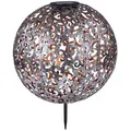 Produktbild: Globo Lighting Solarleuchte Metall silberfarben, antik, Akku inkludiert 502030 300mAh 3.7V, IP44, Kugel mit Dekorgeflecht, ø: 285mm, H: 400mm, ink... - Bunt