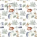 Produktbild: 100x160cm Tiere Wald 2 100% Baumwolle Baumwollstoff Kinder Meterware Handwerken Nähen Stoff (Reh Igel Hase Schnecke, 100x160cm)
